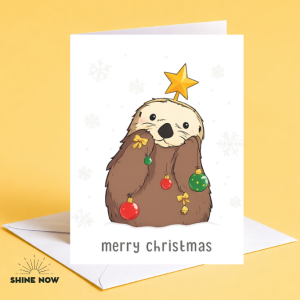Festive Sloth Christmas Greeting Card | Merry Christmas | A6 Card + Free Envelope