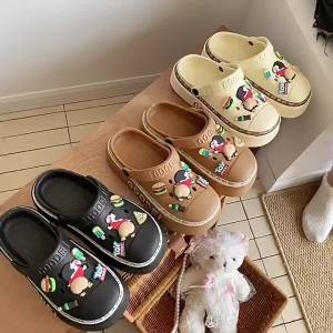 [Free Shipping] Cute Cartoon Thick-Soled Platform Clogs WomenS New Summer Fashion Outdoor Sandals With A Closed-Toe Design