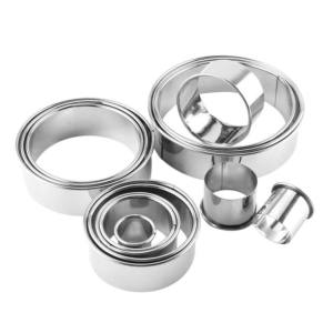 12pcs/set Stainless Steel Round Cookie Biscuit Cutters Circle Pastry Cutters Metal Baking Circle Ring Molds for Kitchen DIY Mold Round Cookie Cutter Moulds Biscuit Cutter Circle Dough Pastry Donut Fondant Baking Accessories
