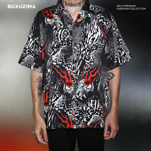BUXUZIMA เสื้อฮาวาย ลายเสือ Maltese Tiger Hawaiian Shirt (สีดำ)