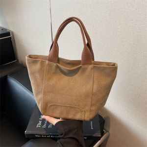 FXUP Dung tích lớn Túi Tote Nữ Phong cách Nhật Bản Vải canvas Túi mua sắm Di động Túi xách đeo vai Túi đựng đồ cho học sinh