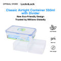 LocknLock Eco-Friendly Classic Airtight Rectangular Food Container with Divider 550ml HPL815C | Lunch Box, Bento Box. 