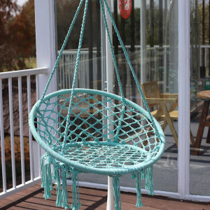 Hanging Rattan Swing Chair Basket Rattan Swing Chair For Balcony Outdoor Indoor Hammock Swing Chair Nordic Style Tassel Balcony Woven Basket 吊椅