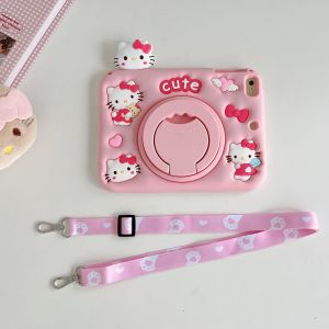 【Hot】Portable 360 Rotating Holder 3D Kitty Pen Slot Silicone+PC Tablet Protective CaseFor iPad mini 1/2/3/4/5/6/75/6/Air1/2/Pro7/8/9/10/A16Air3/ProAir4/5Pro 1/2/3/4Air M2/M3Pro M4 Series