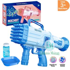 Mainan anak bubble gun bazooka rocket launcher tembakan gelembung sabun basoka elektrik machine