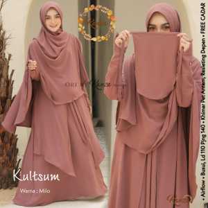 Baju Gamis syari set khimar terbaru mewah 2023 Kulsum Bahan airflow busui LD 110 Fashion Muslimah