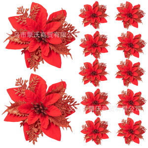 Simulated Christmas flowers Christmas tree wreaths Rattan ornaments Amazon hot sellers Birthday ornaments for shopping mall events