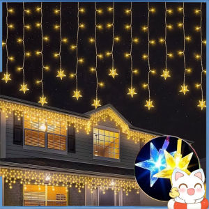 LED Ice Crystal String Lights with Little Star Outdoor Fairy Christmas Lamp for Garden Wedding Party Decoration