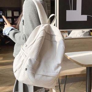Lightweight Corduroy Backpack Japanese Style Portable Solid Color School Bag Large Capacity Adjustable Casual Students Daypack2026