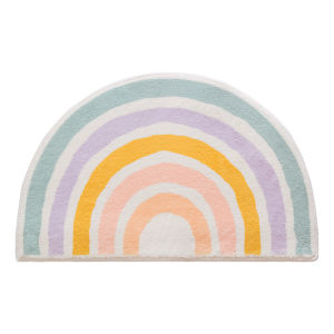 Rainbow Half-Round Floor Carpet Faux Cashmere Entrance Bedroom Bedside Decorative Foot Mat Living Room Study Rug 彩虹半圆地垫 仿羊绒玄关地垫 卧室床边毯 装饰脚垫 客厅地垫 书房地垫 FUNIANQI