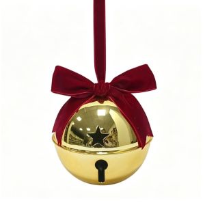 HORAC Iron Christmas Bell Pendant Velvet Bow Jingle Bells Christmas Tree Bell Decoration Holiday Vintage Hanging Bells Ornament Christmas Tree