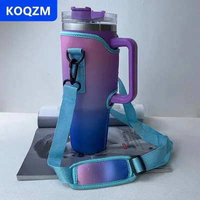[COD] KOQZM 40oz chai nước tàu sân bay túi có thể điều chỉnh dây đeo vai cốc cốc tay áo màu rắn giữ chai cho Đi Bộ Đường Dài Ngoài Trời