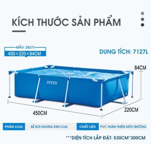 Bể Bơi Phao Khung Kim Loại Chữ Nhật Intex nhiều kích cỡ - Bảo hành chính hãng