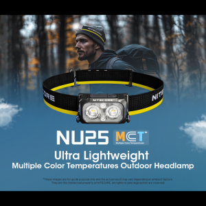 NITECORE NU25 MCT USB-C rechargeable Headlamp 400Lumens Max throw of 132 meters Beam color White Light Red Light For Outdoor Running