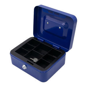 20cm Portable Steel Small Safety Box Lockable Cash Coin Mini Money Safe Box Security Safe Household Locker Coin Jewelry Security Box with Tray