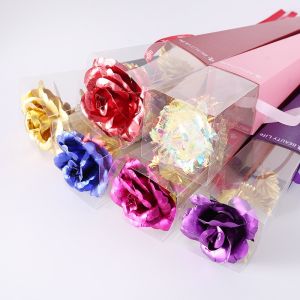 Artificial Rose Bouquet Simulation 24k Gold Foil Rose Gift Set Valentines Day/Mothers Day Gift/Home Decoration