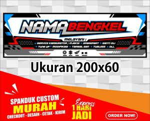 Spanduk BENGKEL Banner BENGKEL Ukuran 200x60cm COD / Spanduk BENGKEL Banner BENGKEL Ukuran 200x60cm