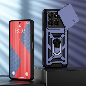 Shockproof Case for HONOR X7d 5G Silicone+PC Slide Camera Protection Ring Stand Phone Cover for Honor 400 Smart 5G