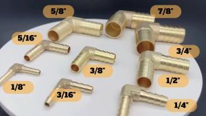 2PCS Brass 3/4" x 3/4" Hose Barb Fitting Barbed 90 Degree Elbow Connector L Right Angle Barbed Fitting by CX WONDERLAND