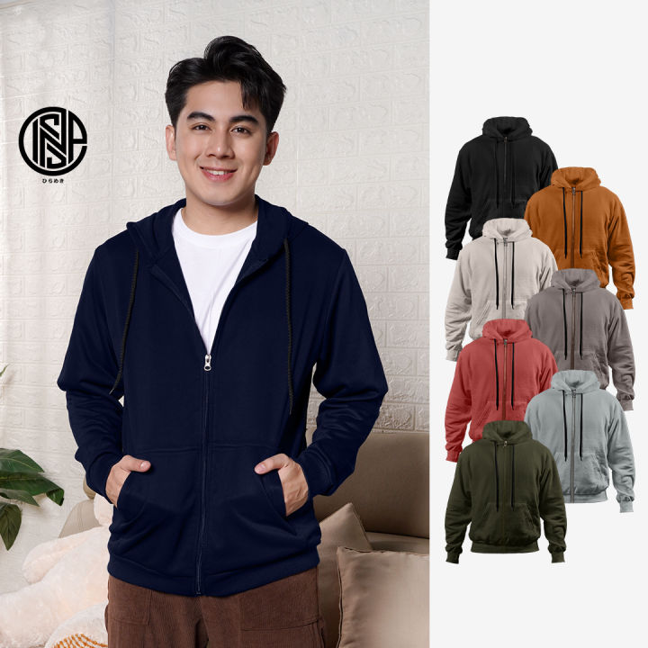 INSPI Plain Hoodie Jacket For Men with Pockets and Zipper Korean Tops