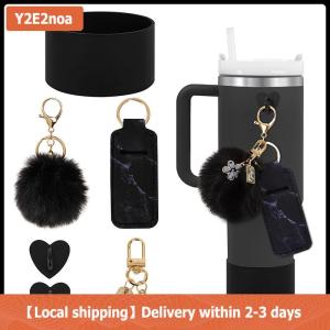 【Local shipping】 6pcs Accessories Set Water Bottle Boots Cover Mini Hooks Lipstick Sleeve Pouch Pom Daisy Charm Keychain For Stanley Tumbler