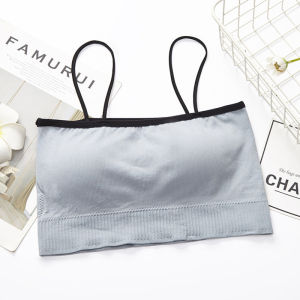 READY STOCK👑BY 178 Women singlet lingerisportseamlessyogajoggingbreastfeedingmaternity bra夏季新品ins风撞色一字围抹胸女无缝外穿打底小吊