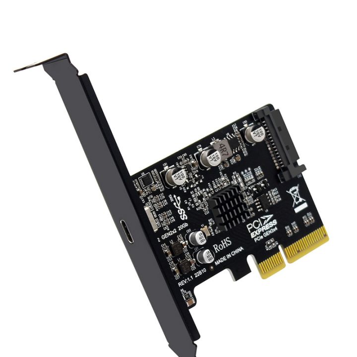 USB PCIE Card Type C PCI-Express 4X to USB 3.2 Gen 2X2 (20Gbps) ASM3242 ...