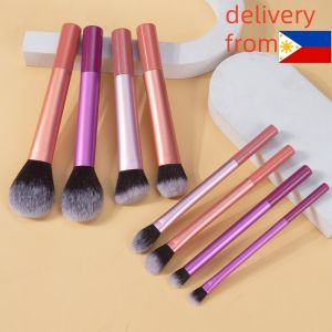 CHOWGOLI Best-selling RT Large Round Head Aluminum Tube Makeup Brush Loose Powder Blush Repair Eye Shadow Brush Set Combination Thick Soft Hair Artificial Fiber Makeup Brush Set Beauty Tools
