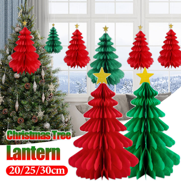 Yespery Christmas Tree Honeycomb Lantern Pendant Paper Lantern Diy Xmas 