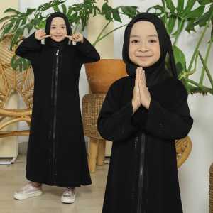 Gamis Abaya Turkey Anak Hitam Dubai Ziper Black Kids Muslim Syari Anak Model Terbaru 2022 Perempuan Cewek Muslimah Anak 12 Tahun Abaya Couple Ibu dan Anak Ym deFashion Baju