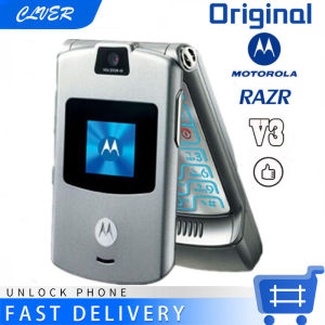 Original Motorola Razr V3 Flip Phone Unlocked Keypad Gsm Quad Band Basic Mobile Phone Murang Cellphone