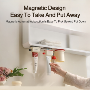 Holefree inverted storage rack for bathroom