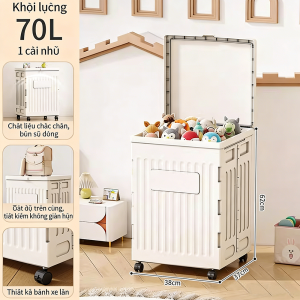 【Bcoly】Hộp Gấp Gọn Cỡ Lớn 2 Cửa Có Bánh Xe Đựng Đồ Đa Năng Đồ Chơi Gấu Bông Chăn Màn Quần Áo