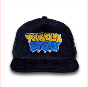 Topi Rope Hat Black Corduroy Story Grafitti Thisplan biru kuning