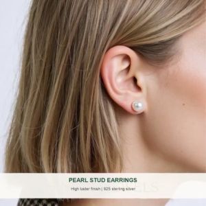 SINLISH Pearl Heart Earrings Elegant Signature Jewelry 18K Gold Vermeil for Women Wedding Party