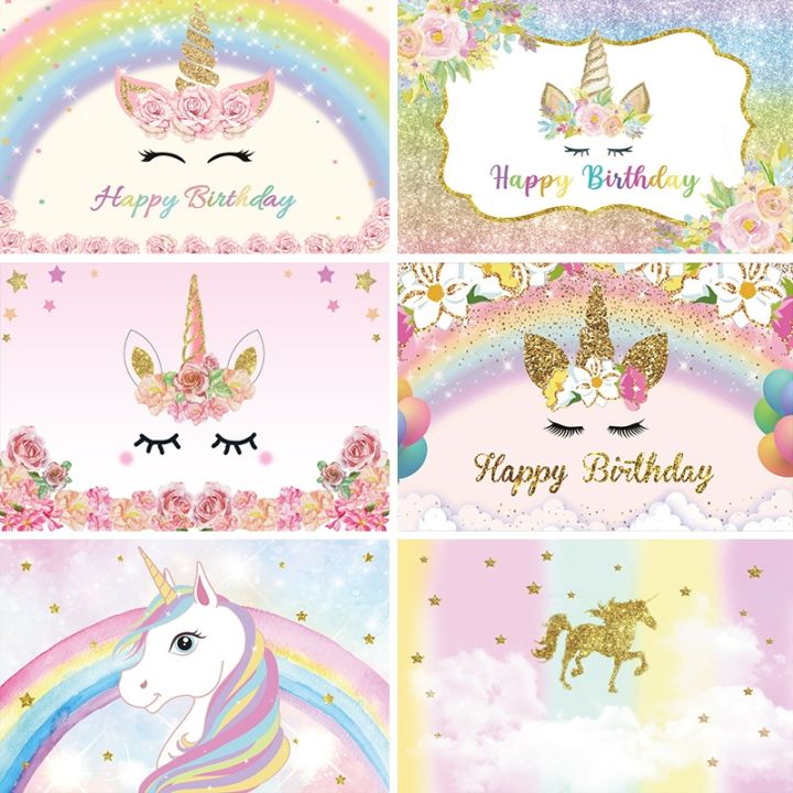 [Maimaibu] Laeacco Unicorn PMaimaibuography Backdrops Rainbow Happy ...