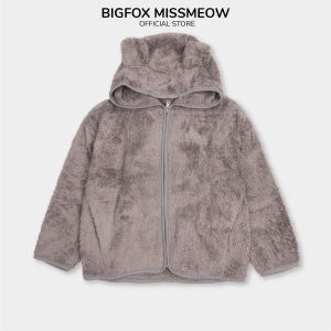 Áo khoác lông Bigfox Miss Meow size đại có mũ ấm áp cho bé trai bé gái thu đông kiểu Hàn của trẻ em 3-15 tuổi 30kg 50kg