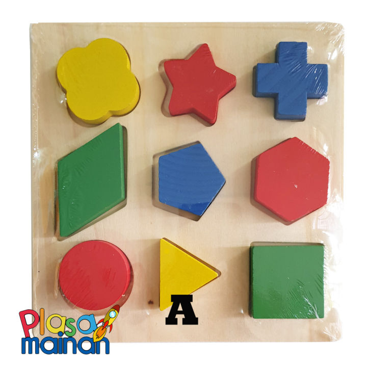 Puzzle Kayu Geometri Mainan Anak Wooden Puzzle 3D Mainan