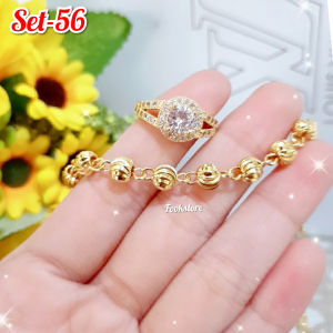 COD SET GELANG RANTAI  WANITA DAN ANTING  PERMATA KOREA