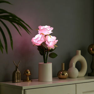 LED Desk Lamp Valentines Day Mothers Day Birthday Gift Ramadan Flower Pot Lamp Bedroom Bedside Table Decorative Lamp Rose Night Light