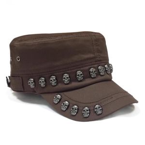 YOUSHI TOP Punk Style Skull Flat Top Cap Unique Cotton Material Dancing Caps Cool Design Breathable Sports Visors Hats Halloween
