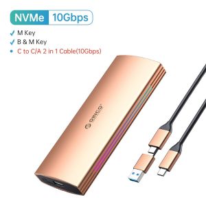 ORICO RGB 10Gbps M2 NVMe SSD Enclosure Aluminum USB3.1 Gen2 Case for M/BKey Solid State Drive for Gamer Video Editing