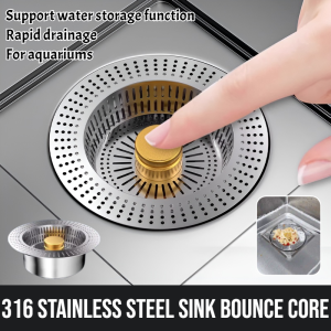 316 Stainless Steel Sink Bounce Core Stainless Steel Sink Floor Drain Filter Anti Odor Pop-Up Bounce Core Basin Stopper Deodorizing Filter Handy Gadget
