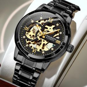 Lexier Jam Tangan Pria Otomatis Asli Tahan Air Premium Original Awet Seumur Hidup Automatic Waterproof Mesin Mekanik Mechanical Transparan Anti Karat Luminous Bercahaya Aksesoris Arloji Mens Watches Formal Kasual Trendy Fashion New Model -JF23