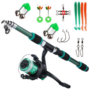 Sougayilang เบ็ดครบชุด อุปกรณ์ตกปลา คันเบ็ดตกปลา คันเบ็ดตกปลาแบบยืดไสลด์ 1.8 ม. รอกสปินนิ่งพร้อมอุปกรณ์เบ็ดเหยื่อตกปลาเครื่องมือครบชุด ราคาถ
