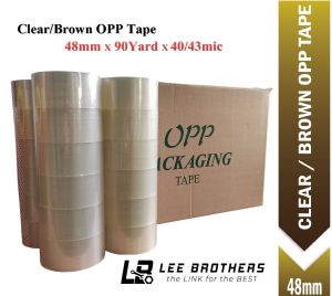 Opp Tape Transparent  48MM x 90Yard x 40/43Micron Clear Packaging Tape/Adhesive Tape (1 Carton = 96rolls)