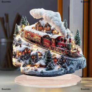 [COD] Bsuimki Flat Acrylic Christmas Moon House Exquisite Home Decoration Can Stand Tabletop Decoration Bedroom Living Room Decoration