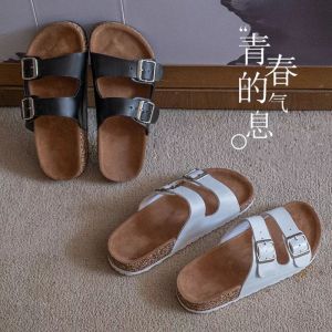 AURORA STORE - Sandal Wanita Slip Ban 2 Gesper Sendal Kulit IMT Korean Style Kasual