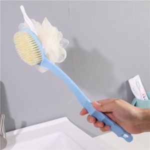 ONE TONGKAT SIKAT PEMBERSIH BADAN PUNGGUNG 2 DUA SISI SHOWER PUFF GAGANG