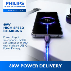 Philips 60W Braided 1.2M USB Type C to USB C PD Cable for SAMSUNG S24 Apple MacBook Air 2020 MacBook Pro 2018 SAMSUNG S23 S22+ Note 20 S10 and More